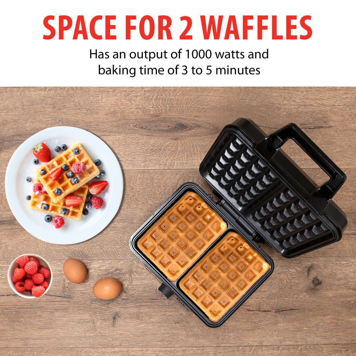 alpina Wafelijzer 1000W - Wafelmaker voor Brusselse Wafels