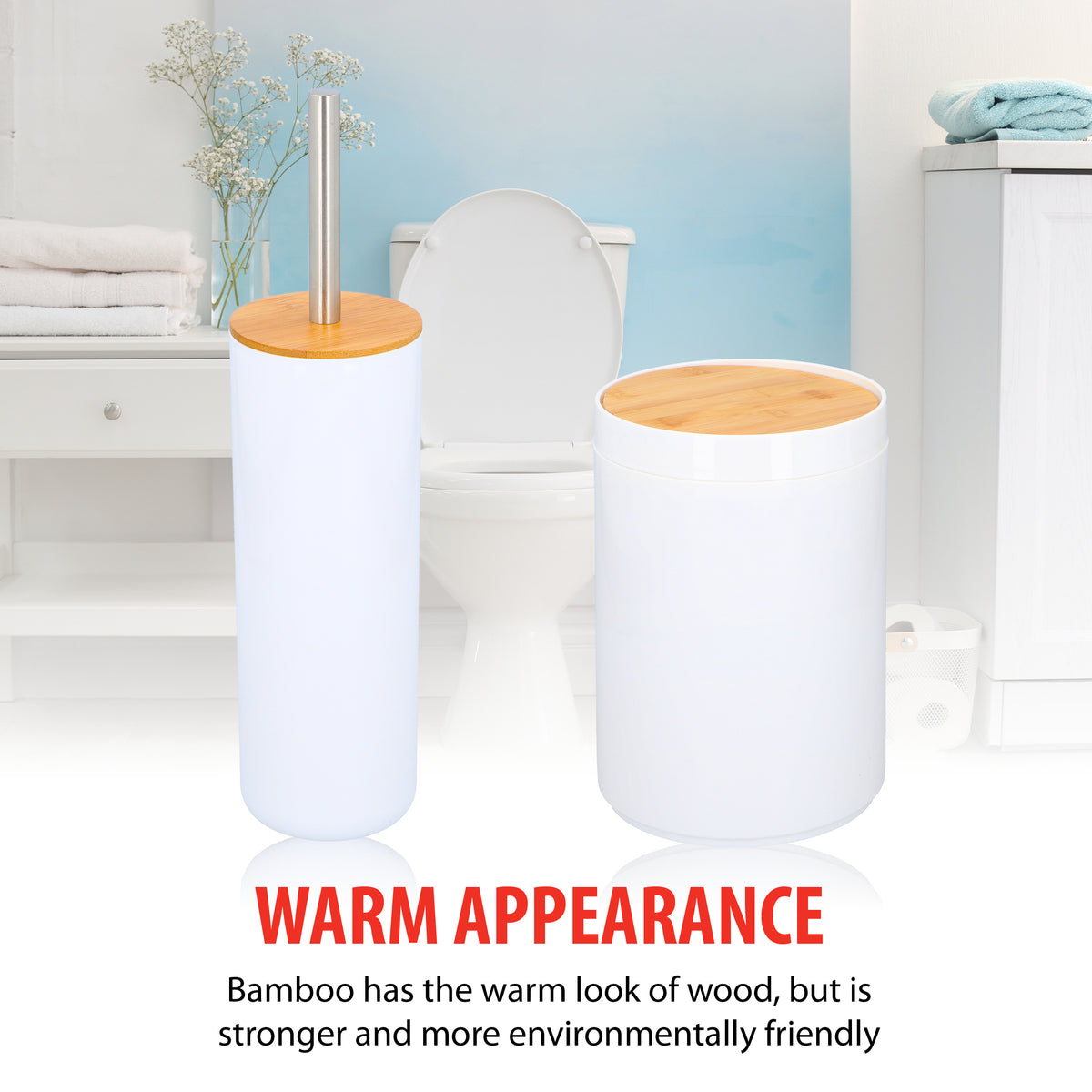 alpina Badkamerset Bamboe - Toiletset - 6-Delig - Wit - maximondo