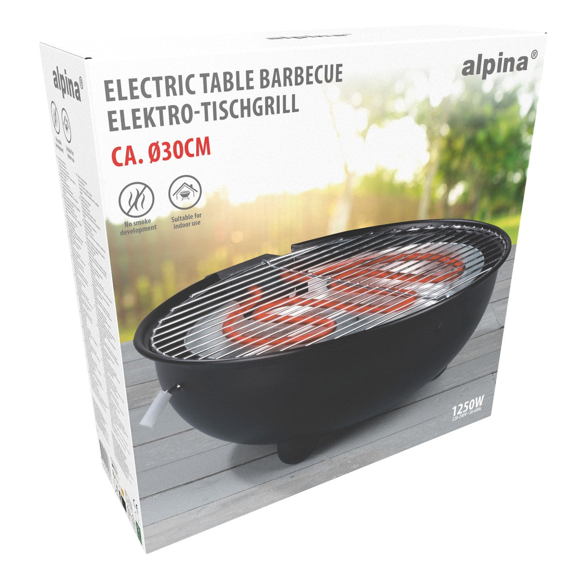 alpina Elektrische BBQ 1250W - Tafel Barbecue zonder Rook