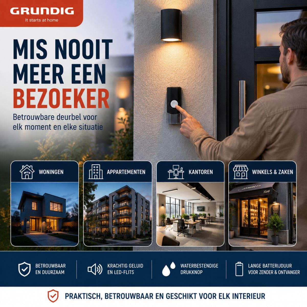 Grundig Deurbelset zwart - maximondo