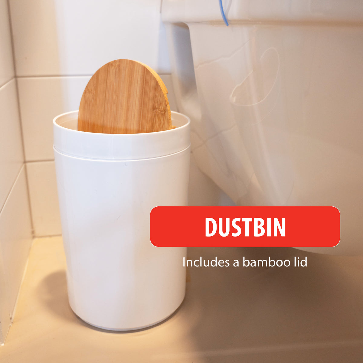 alpina Badkamerset Bamboe - Toiletset - 6-Delig - Wit - maximondo