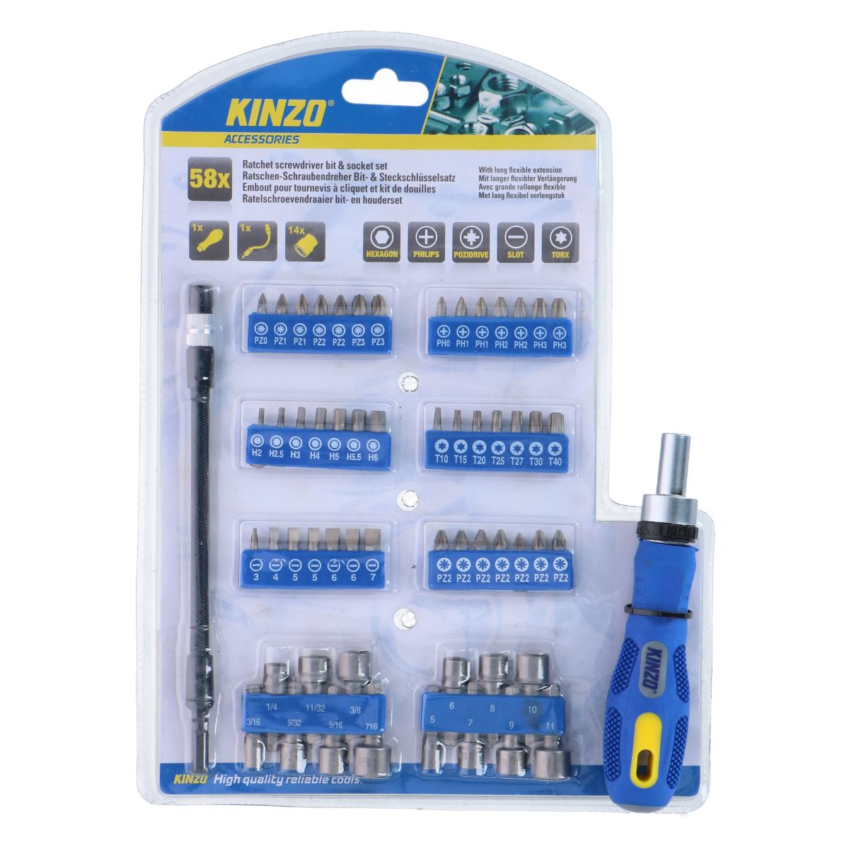 Kinzo Gereedschapset: 58 Stuks - maximondo