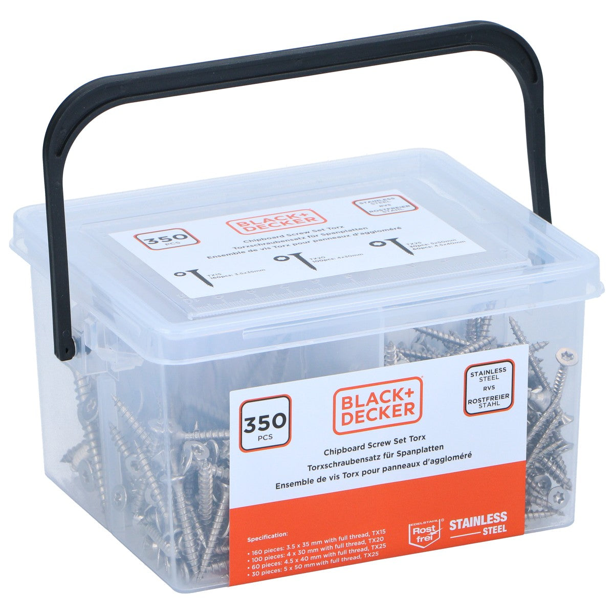 BLACK+DECKER Spaanplaatschroeven Set - maximondo