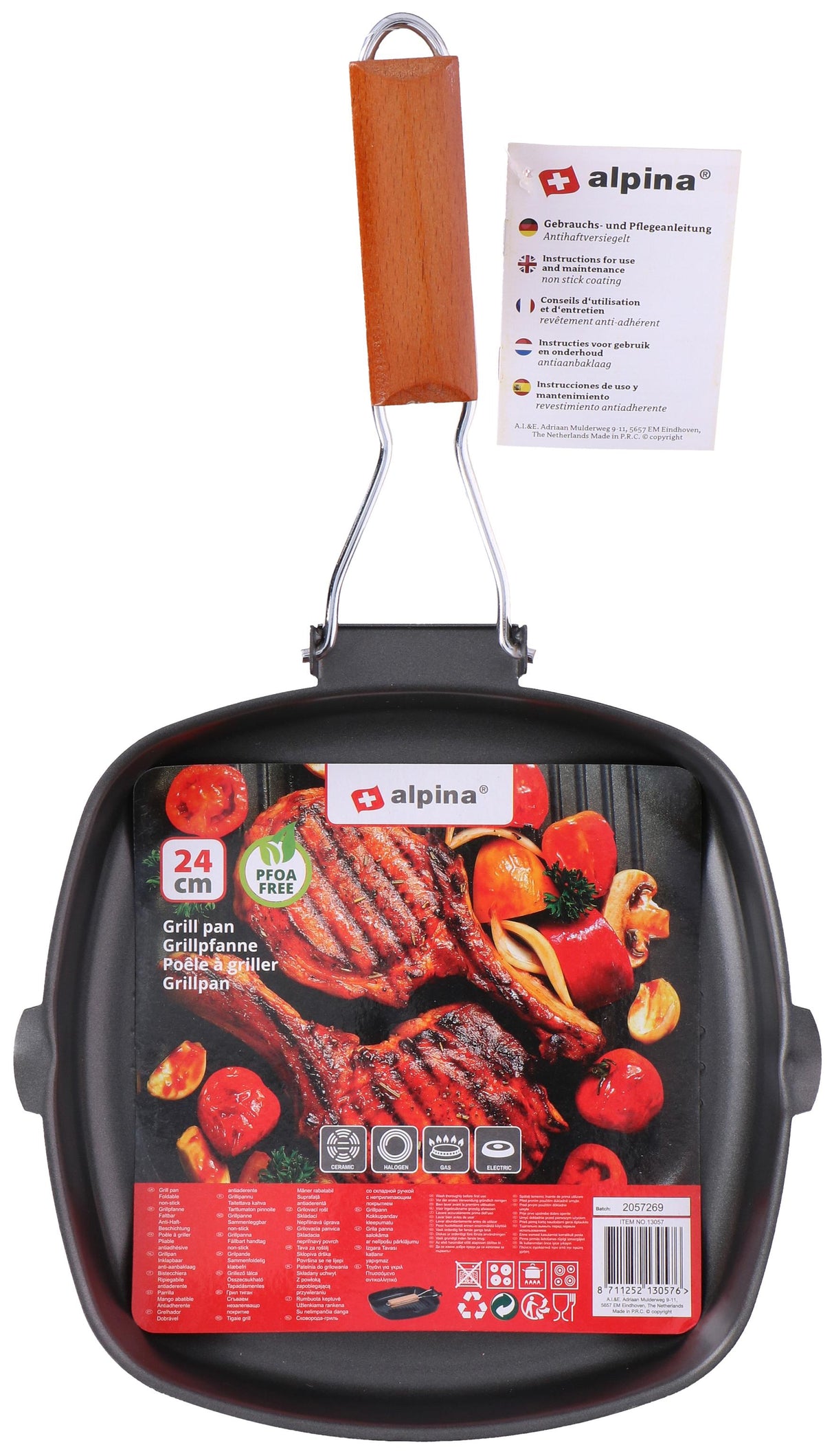 alpina grillpan - Inklapbaar - Anti-aanbaklaag -24x24cm