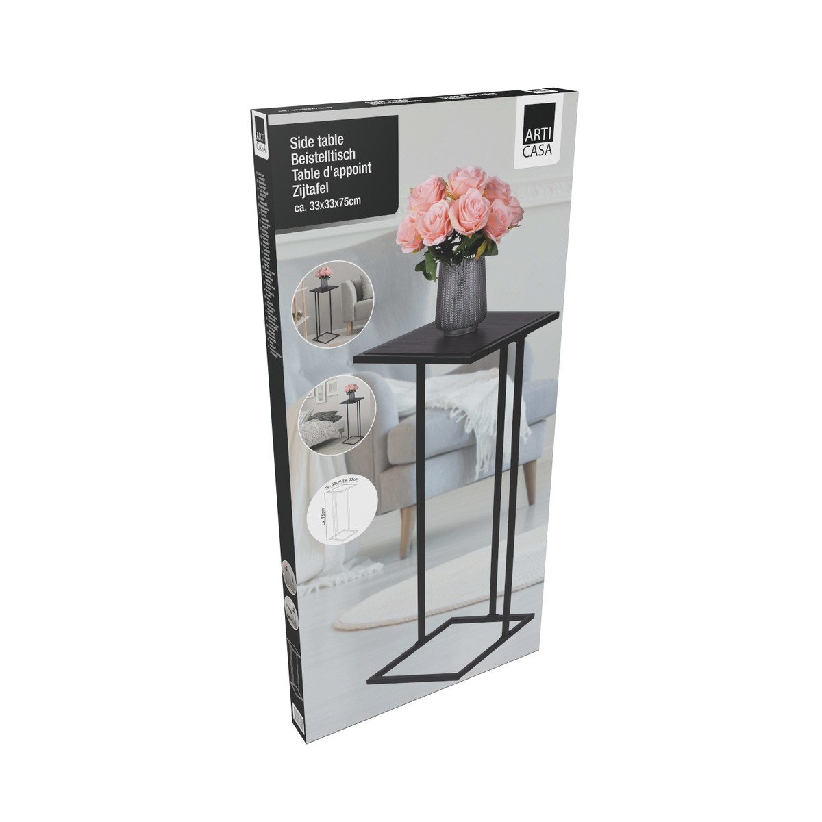 Arti Casa Bijzettafel Metaal en MDF 75x33 CM - maximondo