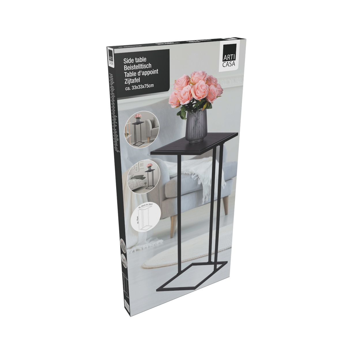 Arti Casa Bijzettafel Metaal en MDF 75x33 CM - maximondo