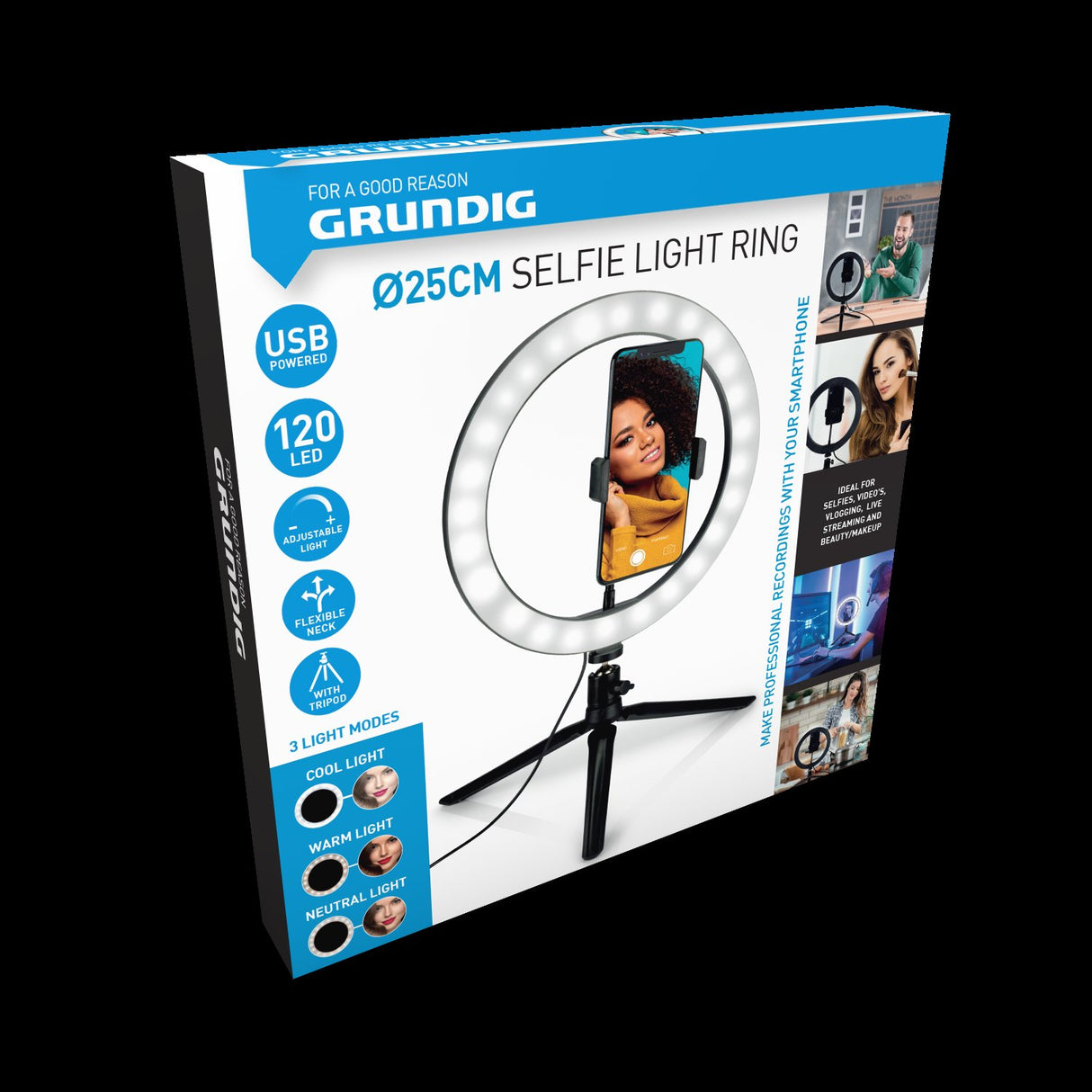 Grundig Ringlamp op Statief LED 25 cm - maximondo
