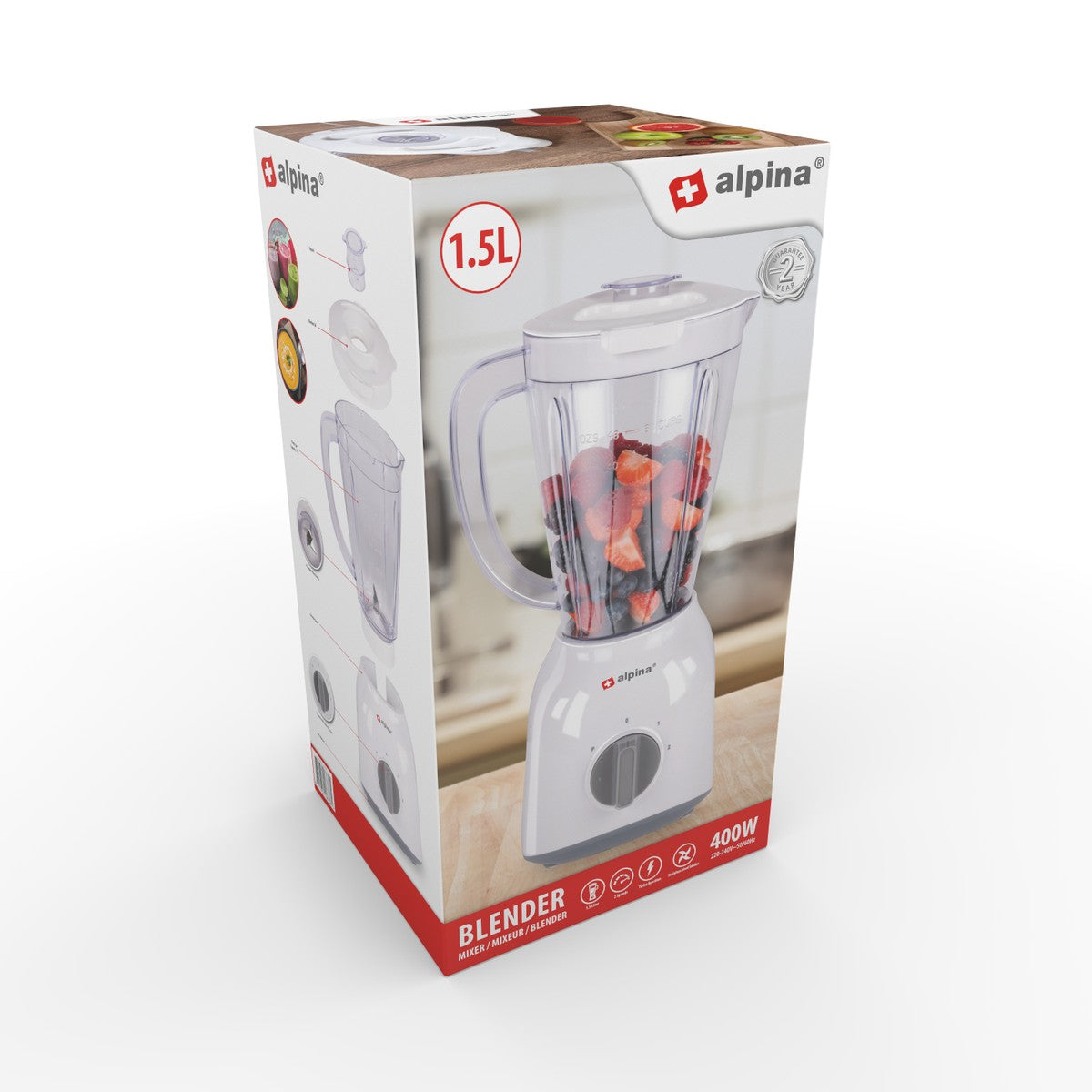 alpina Blender 1,5L 400W Wit