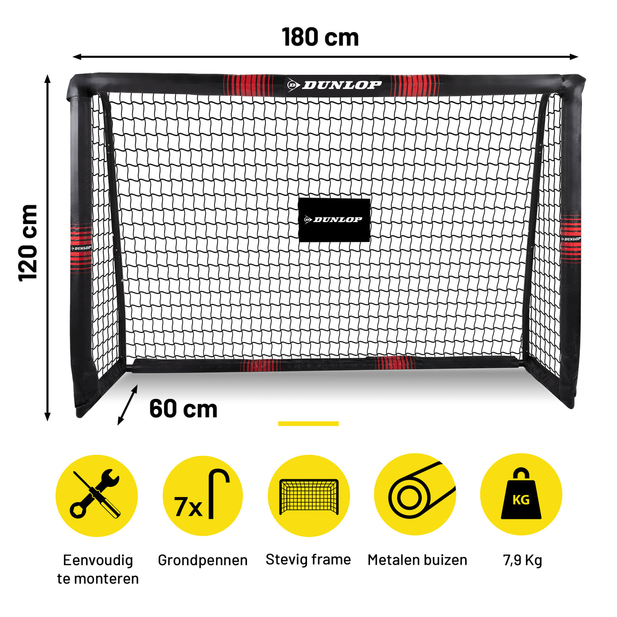 Dunlop Voetbaldoel 180 x 120 x 60cm - maximondo