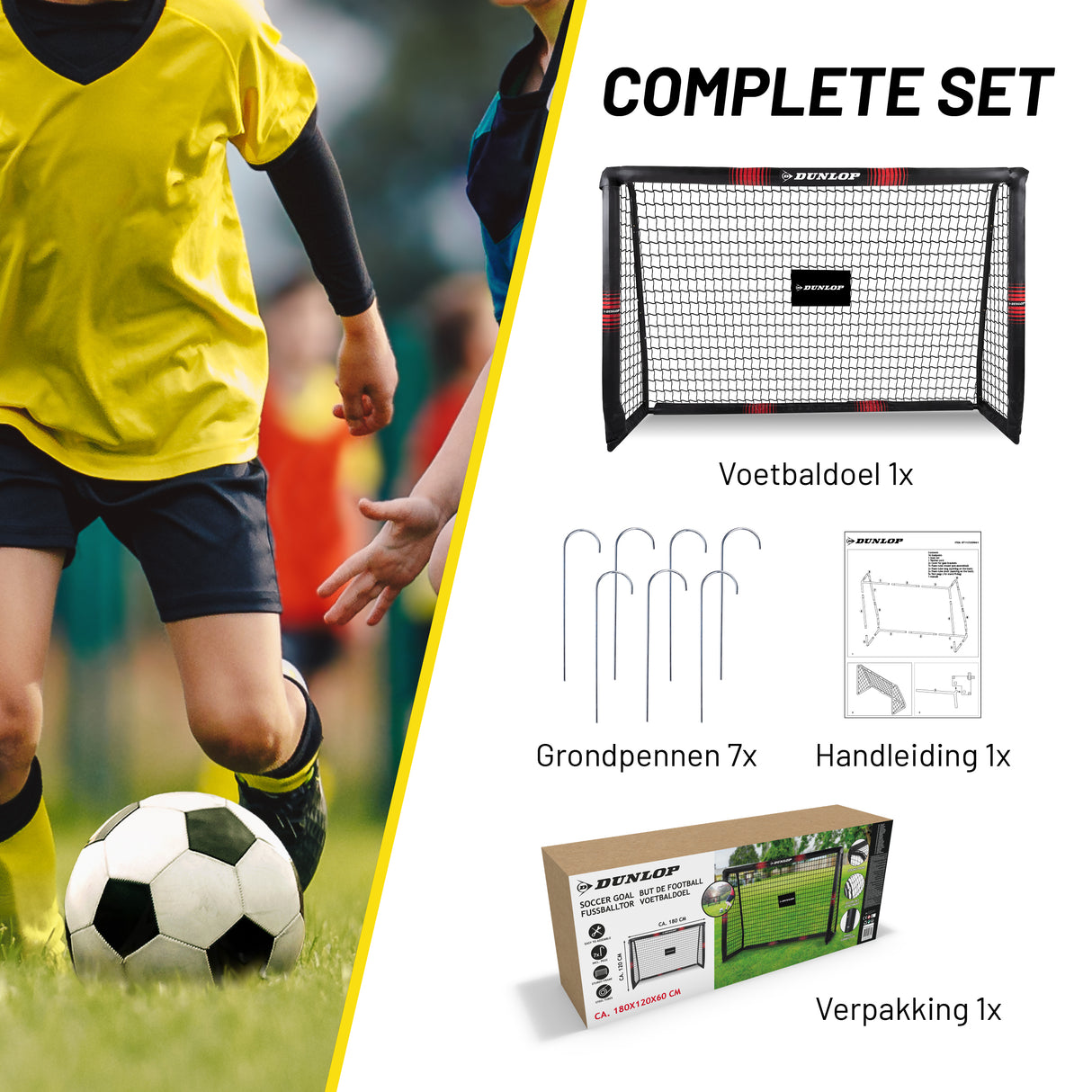 Dunlop Voetbaldoel 180 x 120 x 60cm - maximondo