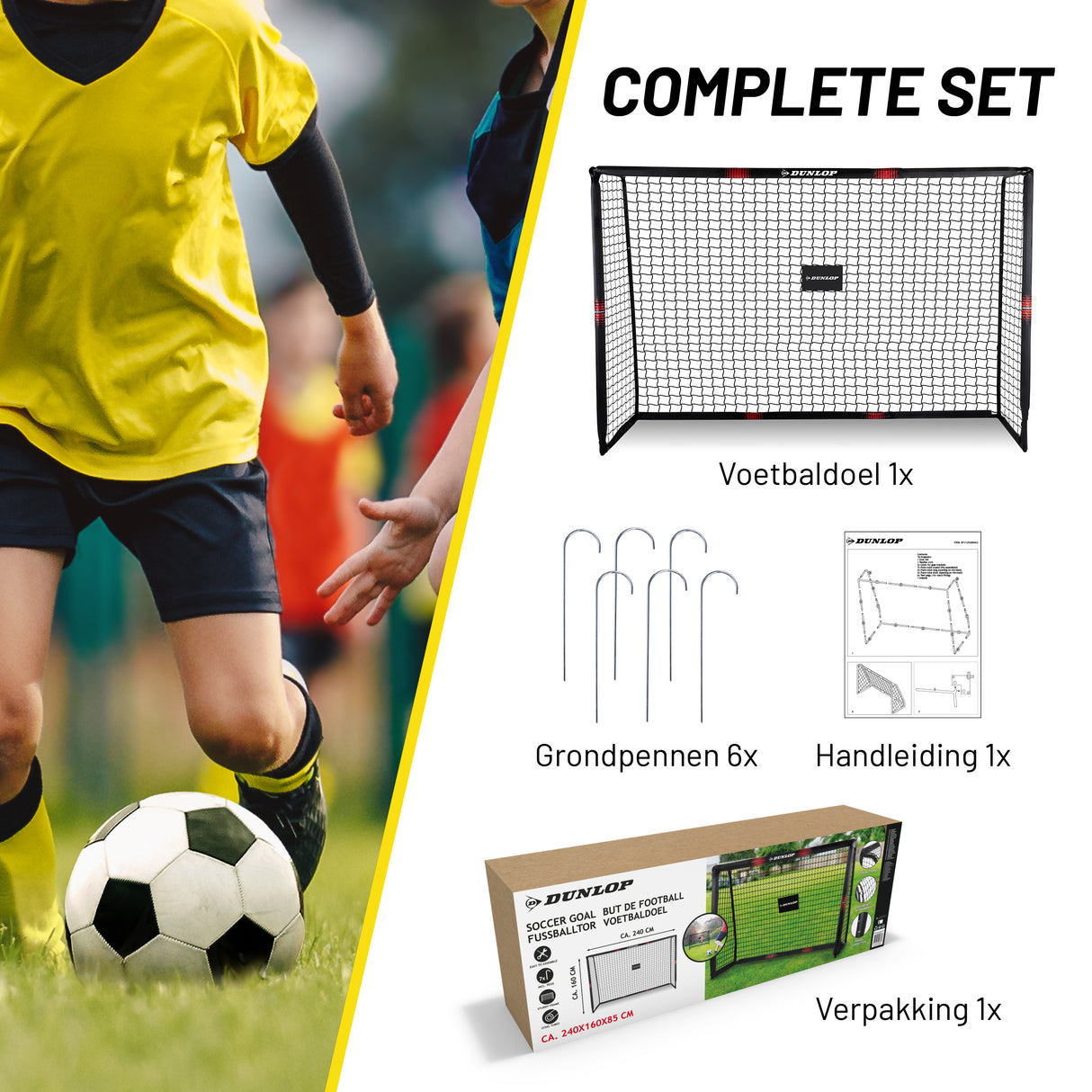 Dunlop Voetbaldoel 240 x 160 x 85cm - maximondo