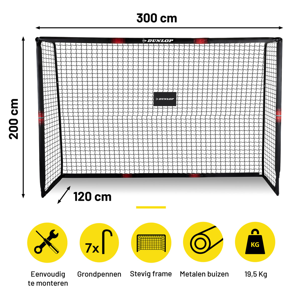 Dunlop Voetbaldoel 300 x 200 x 120cm - maximondo