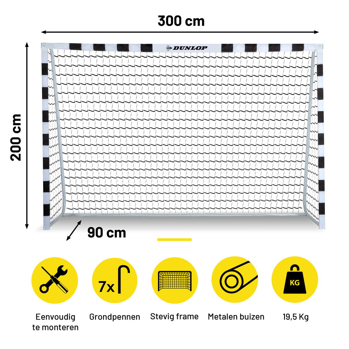 Dunlop Voetbaldoel 300 x 200 x 90cm - Opvouwbaar - maximondo