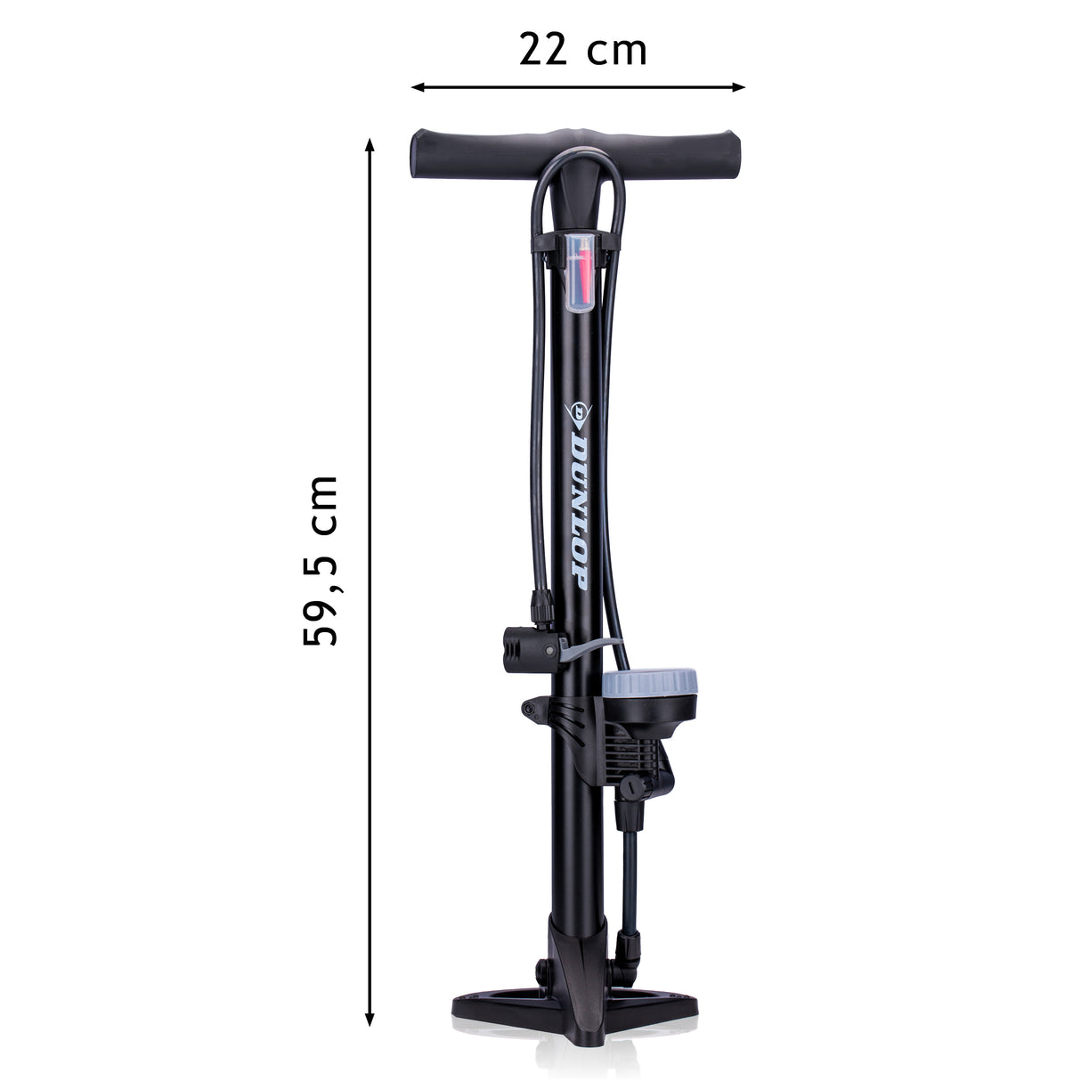 Dunlop Fietspomp Pro uitvoering - Analoge Drukmeter - Zwart - maximondo