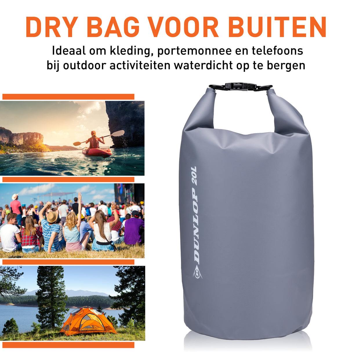 Dunlop 20L Waterdichte Tas Grijs - maximondo