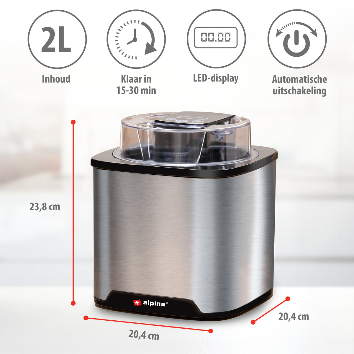 alpina IJsmachine 2L - IJsmaker Roomijs, Frozen Yoghurt