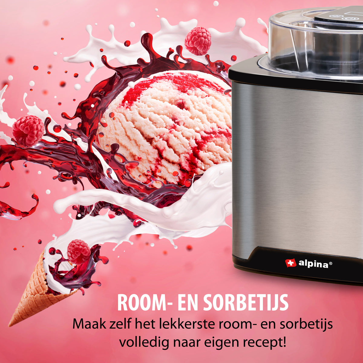 alpina IJsmachine 2L - IJsmaker Roomijs, Frozen Yoghurt