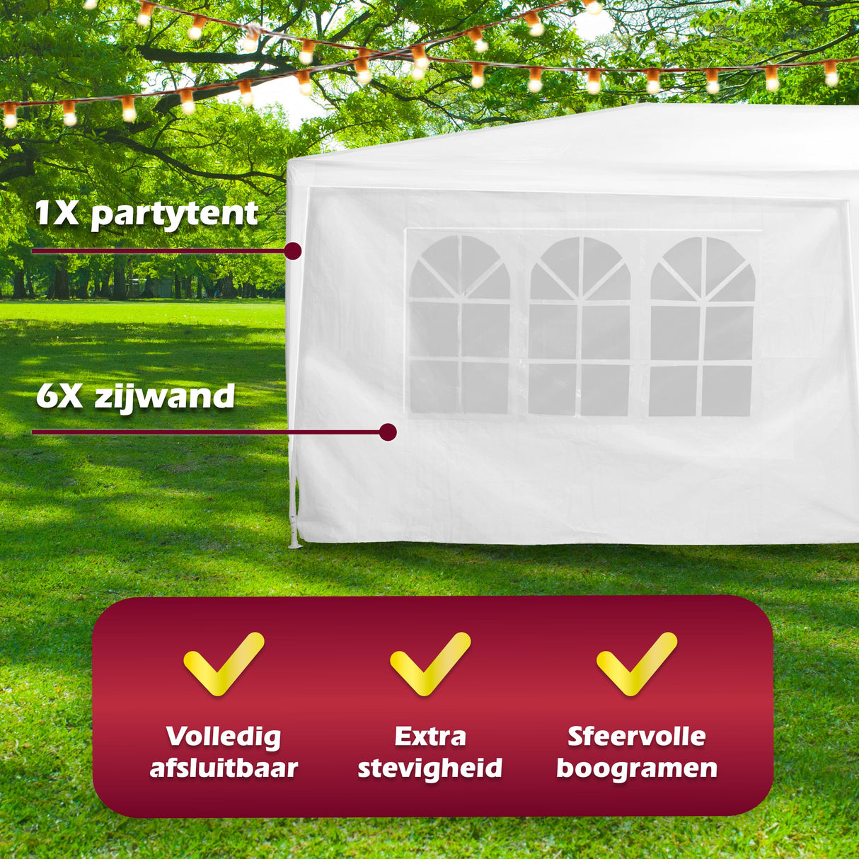 Lifetime Garden Partytent 3x6 m - Tent Paviljoen Waterdicht - maximondo