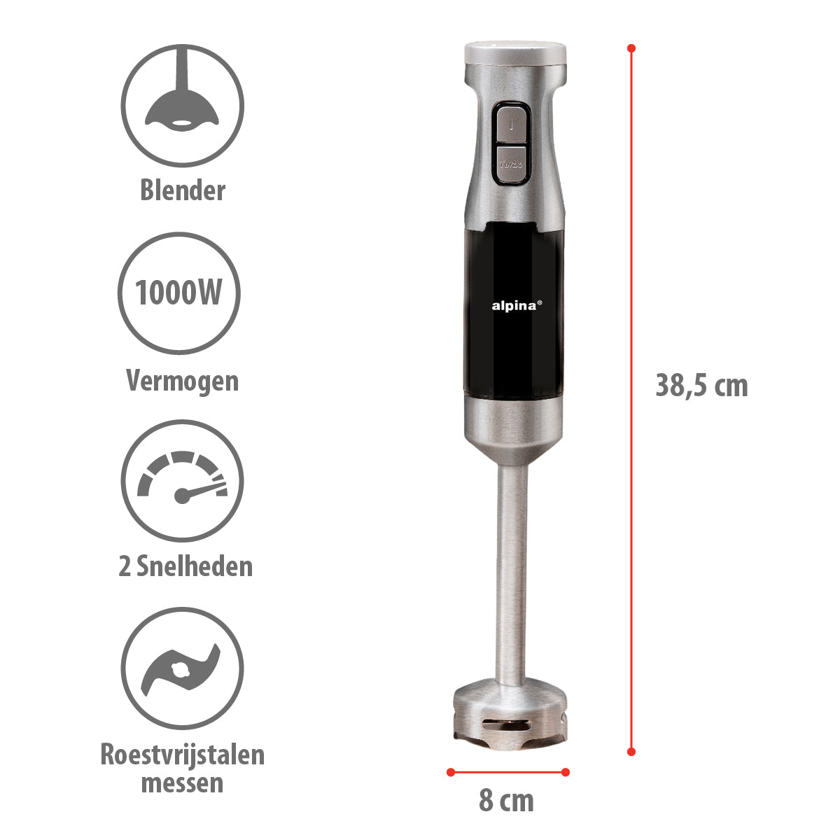 alpina Staafmixer 1000W met Maatbeker - maximondo