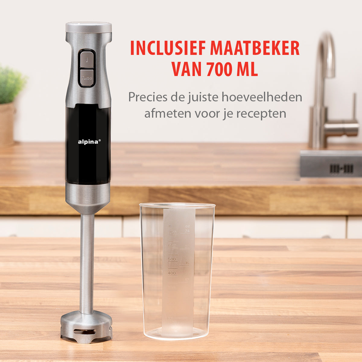 alpina Staafmixer 1000W met Maatbeker - maximondo