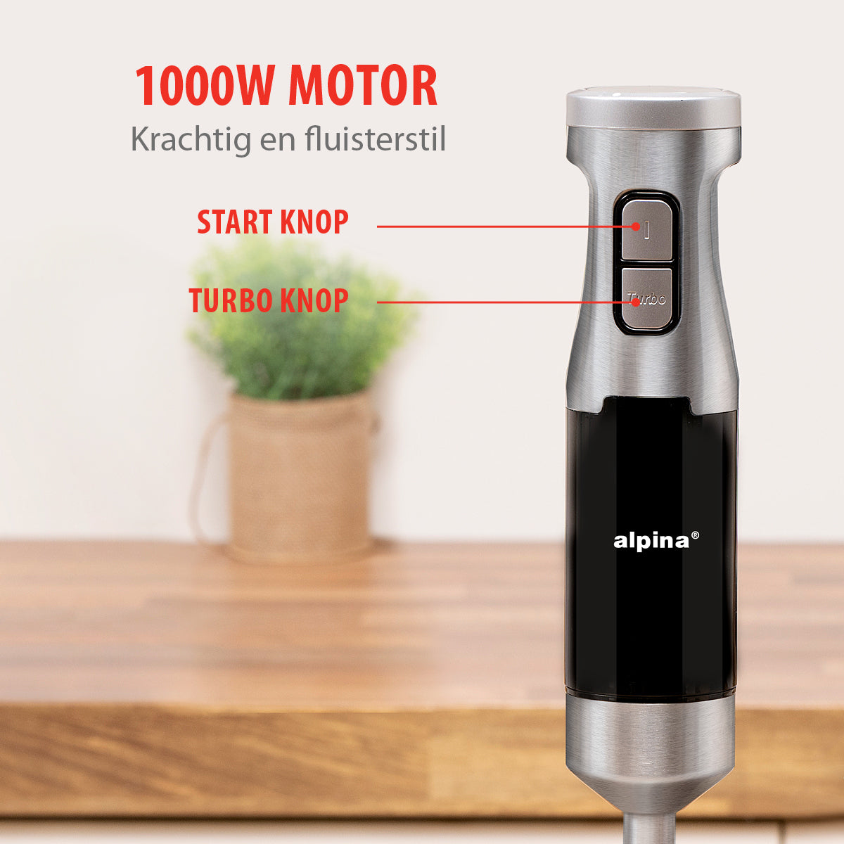 alpina Staafmixer 1000W met Maatbeker - maximondo