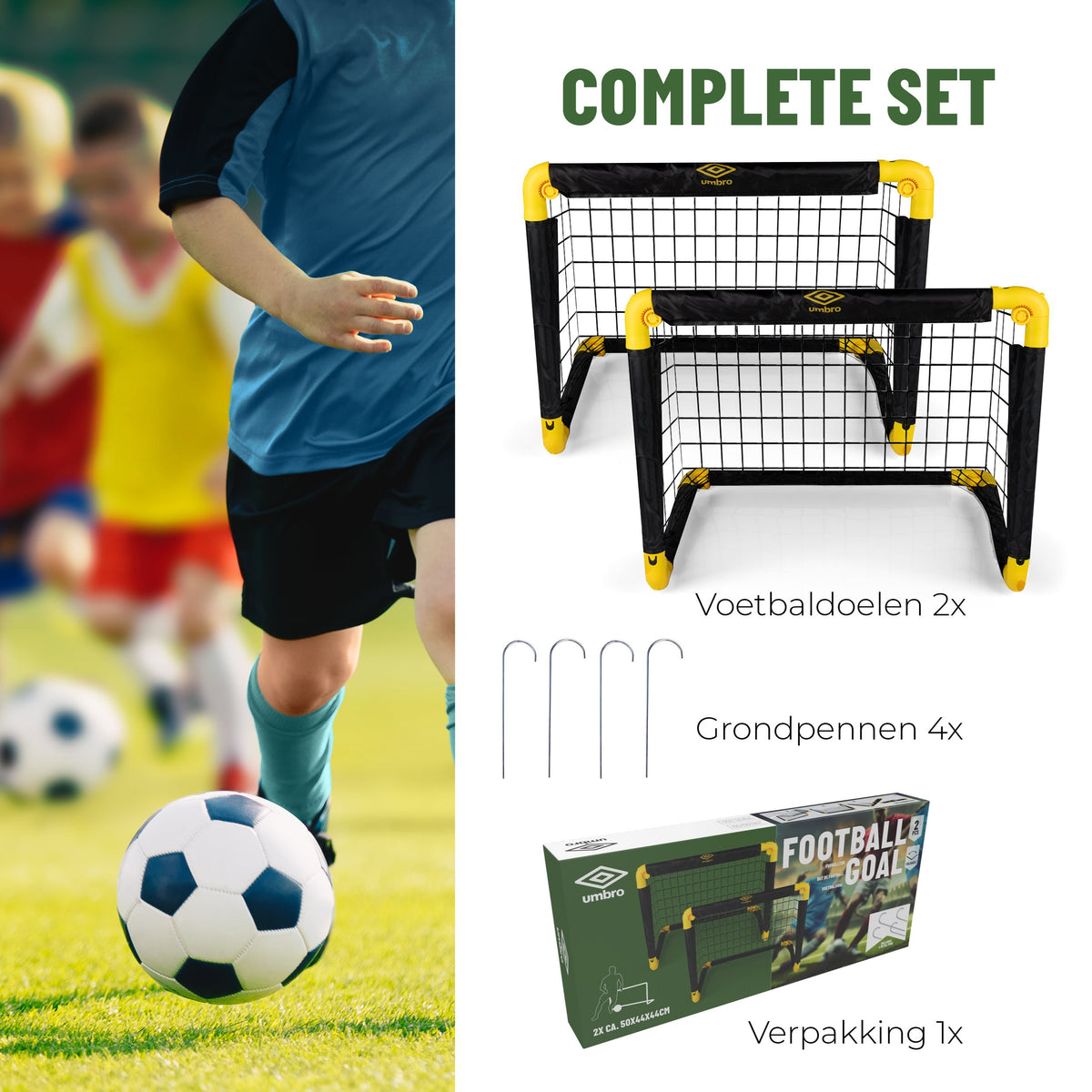 Umbro Voetbaldoel 56 x 44,5 x 44,5cm set van 2 - Opvouwbaar - maximondo