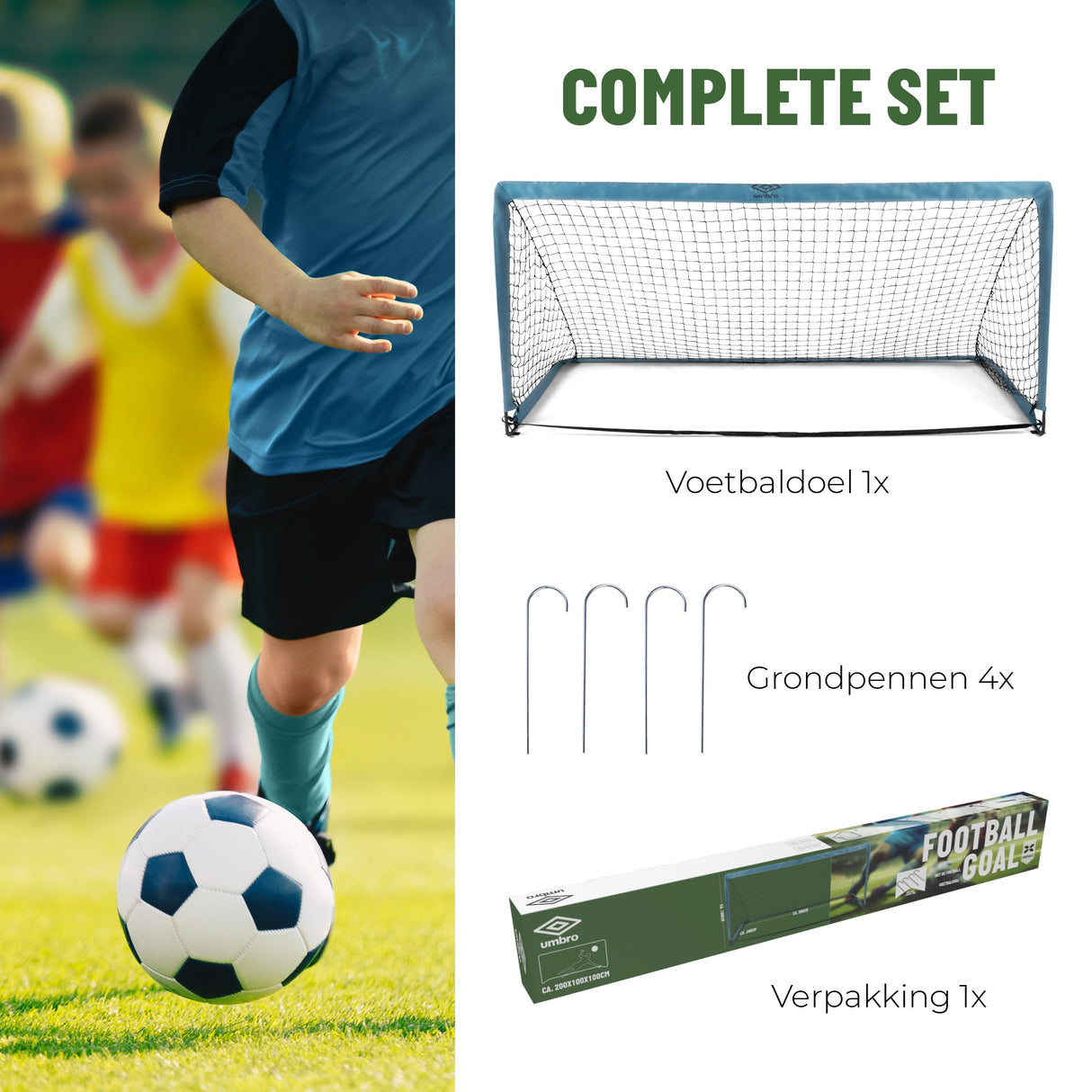 Umbro Voetbaldoel 200 x 100 x 100cm - maximondo