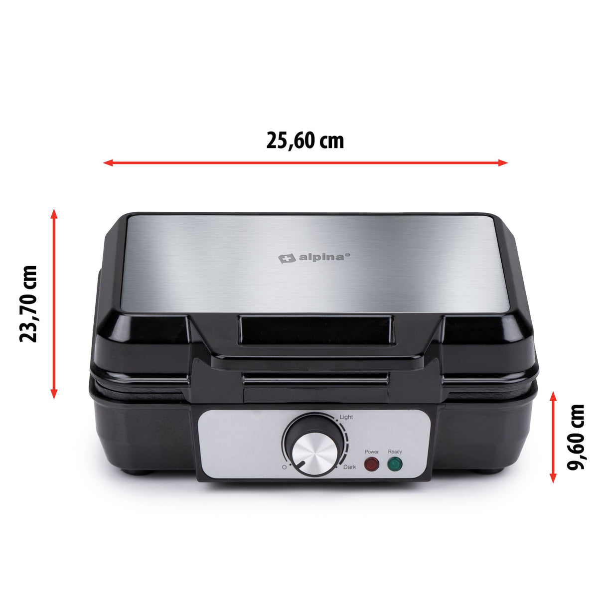 alpina Wafelijzer 1000W - Wafelmaker voor Brusselse Wafels - maximondo