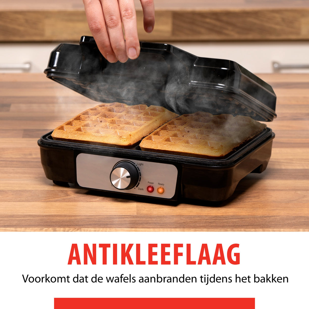 alpina Wafelijzer 1000W - Wafelmaker voor Brusselse Wafels - maximondo