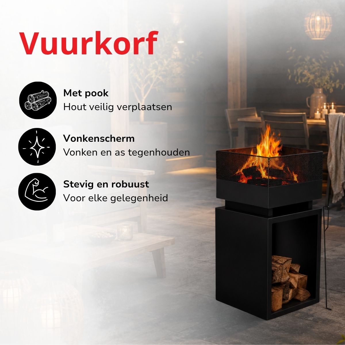 BBQ Collection Vuurkorf 39x39x85 cm - maximondo