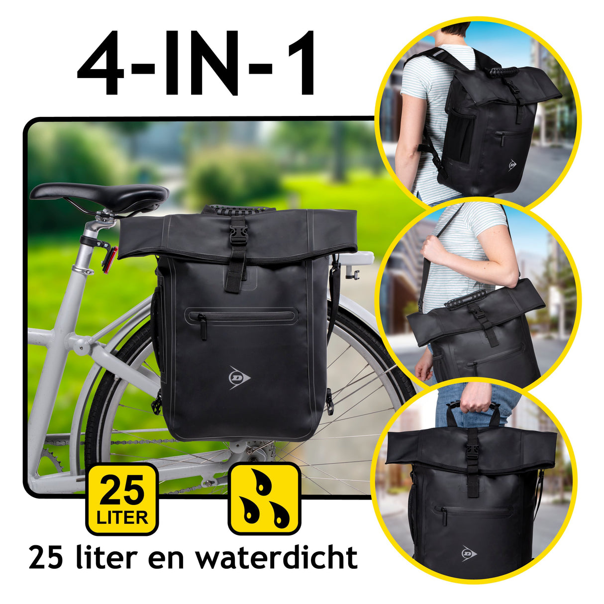 Dunlop 4-in-1 Fietsrugzak Waterdicht 25L
