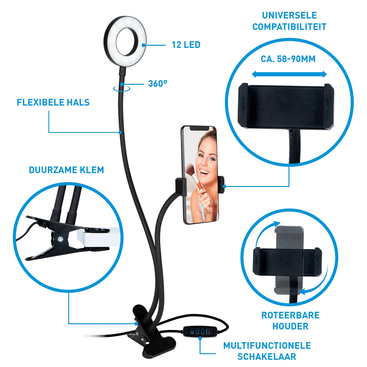 Grundig Selfie Ringlamp USB - maximondo