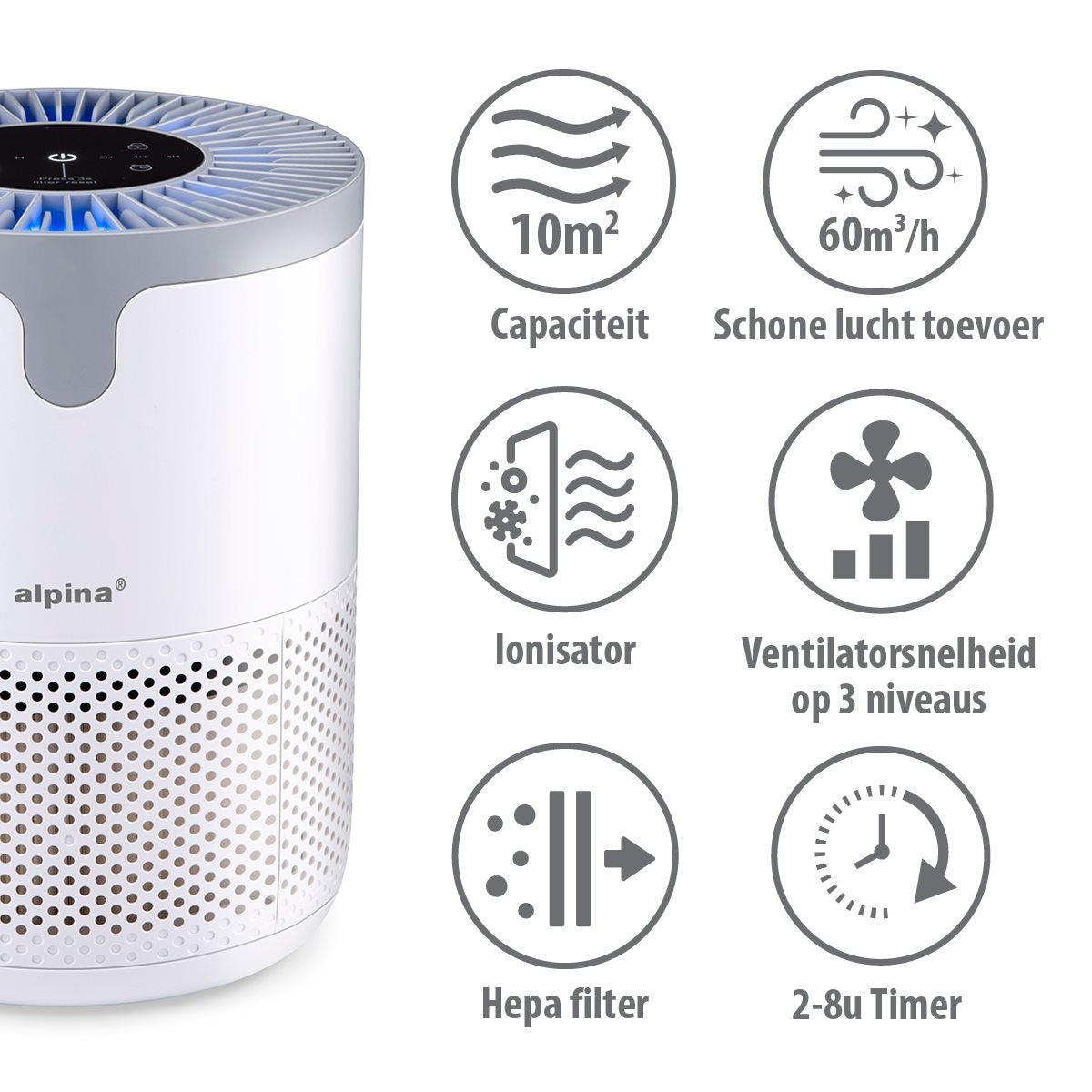 alpina Luchtreiniger met HEPA Filter - maximondo