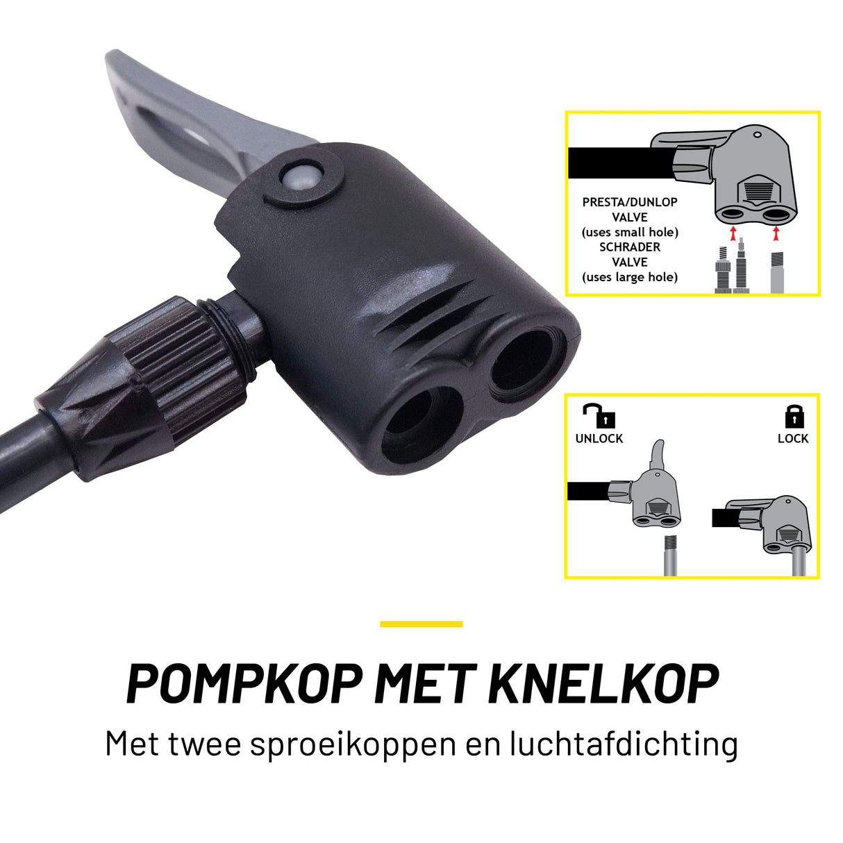 Dunlop Fietspomp met Drukmeter - Staande Pomp - maximondo