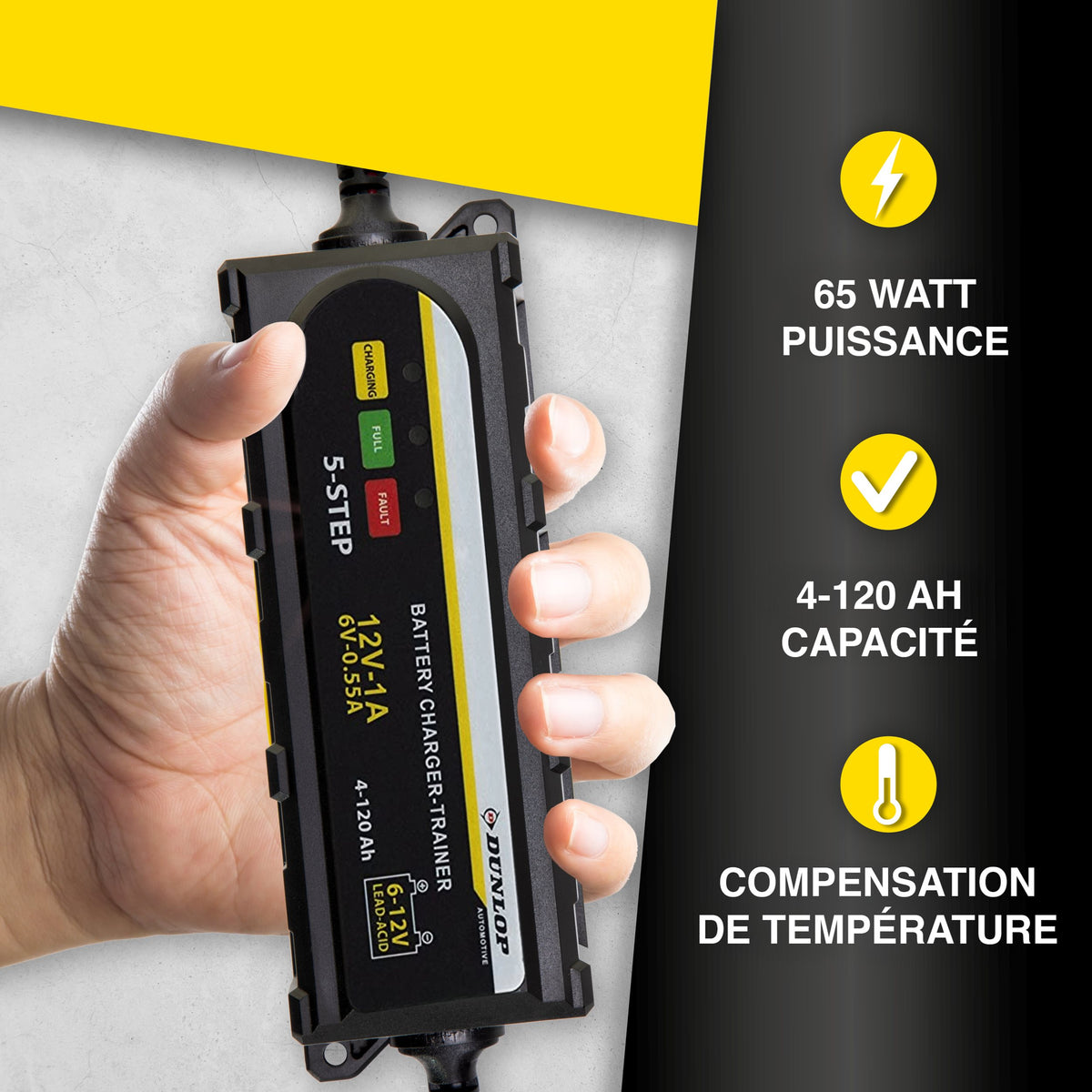 Dunlop Acculader LED 12V - Auto/Motor/Boot