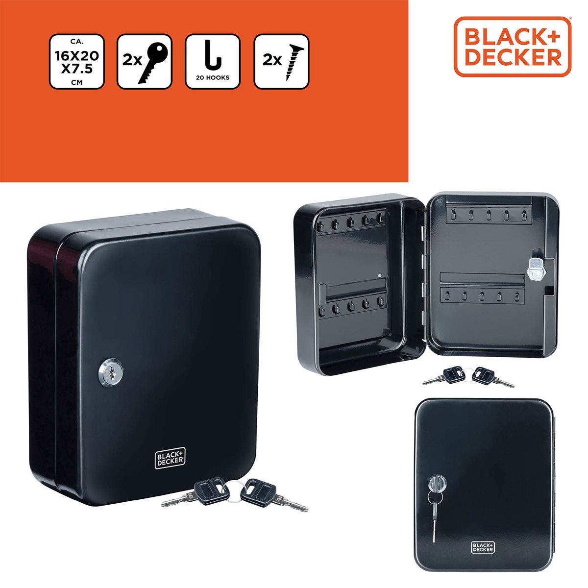 BLACK+DECKER Sleutelkast 20 Haakjes - maximondo