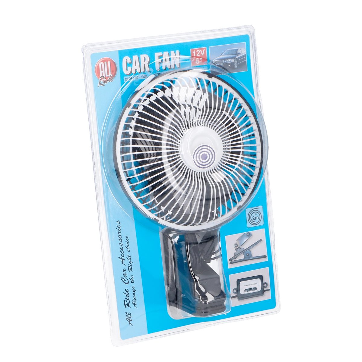 All Ride Autoventilator - 12 Volt - met Clip - Oscillerend - maximondo