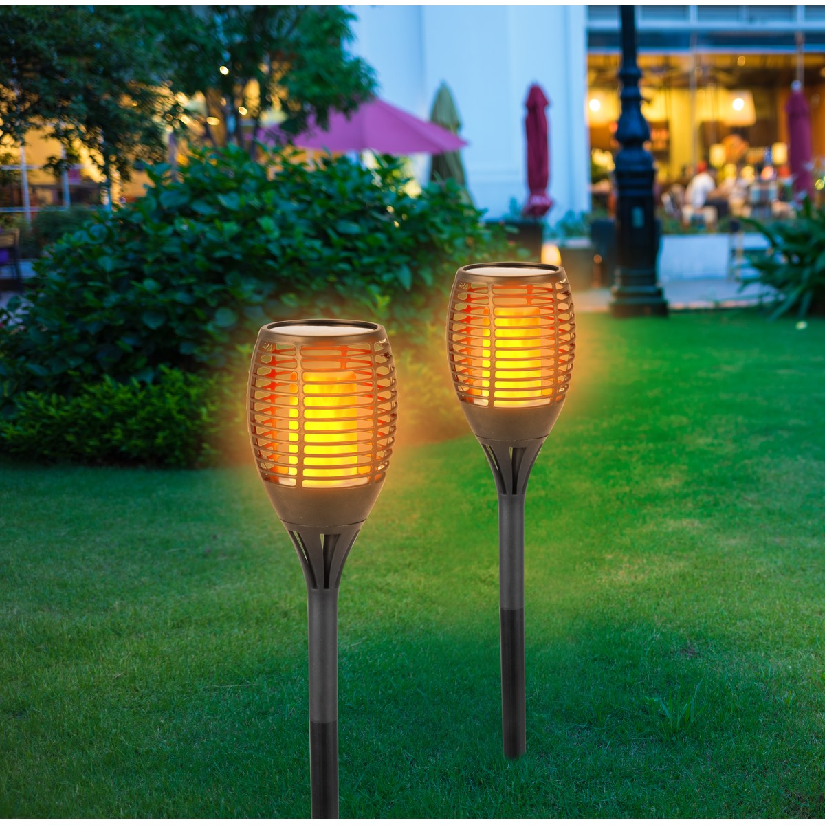 Grundig Tuinlamp solar 72 LED's vlameffect Ø12cm x 77cm hoog - maximondo