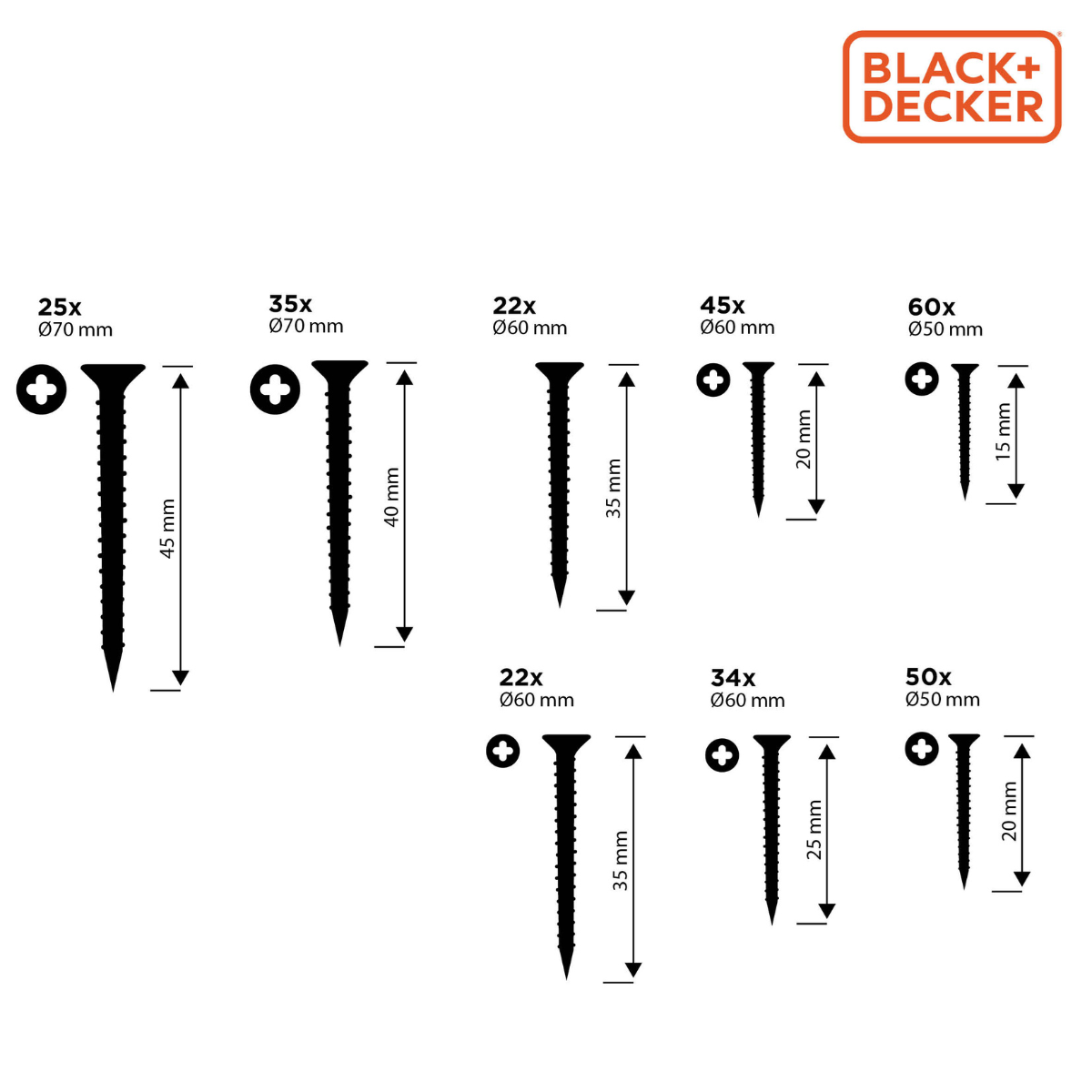BLACK+DECKER Schroeven, 332 Delig - maximondo