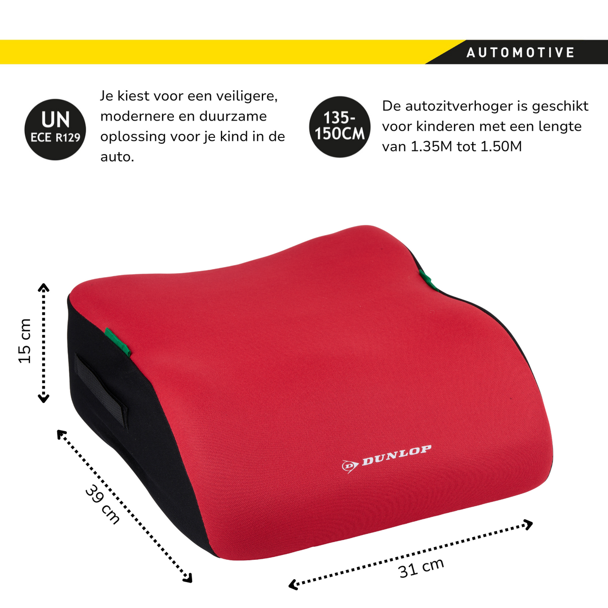 Dunlop Kinderzitje Rood - Stoelverhoger UN ECE R129