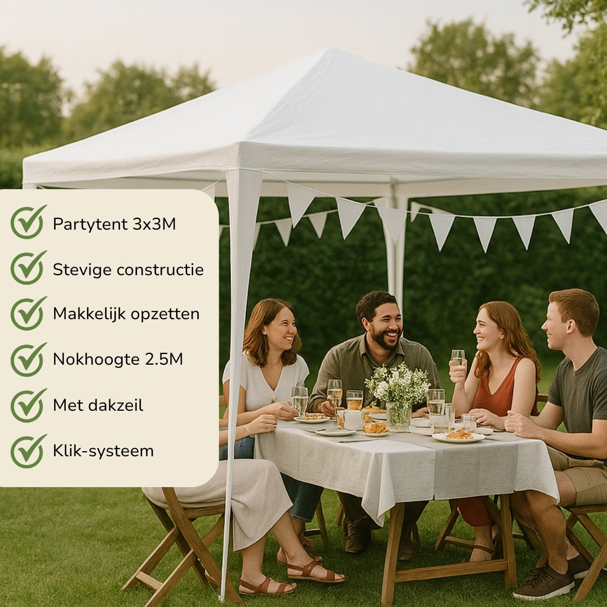 Kinzo Partytent 3x3m - Waterdicht - maximondo