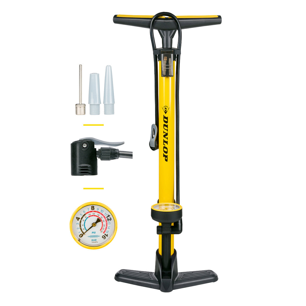 Dunlop Fietspomp met Drukmeter - maximondo