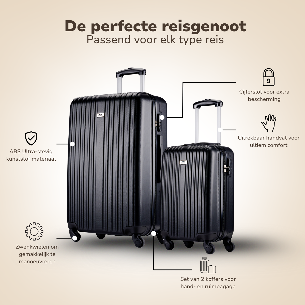 Slazenger Kofferset 2 Delig Zwart - maximondo