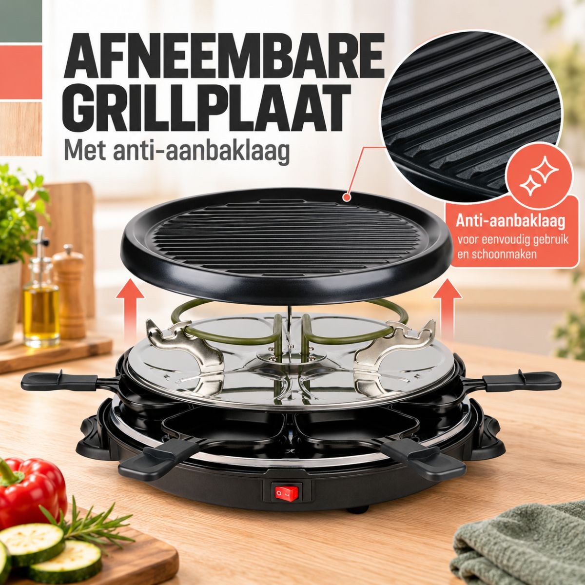 alpina Raclette-Grill 800W Met Afneembare Grillplaat - maximondo
