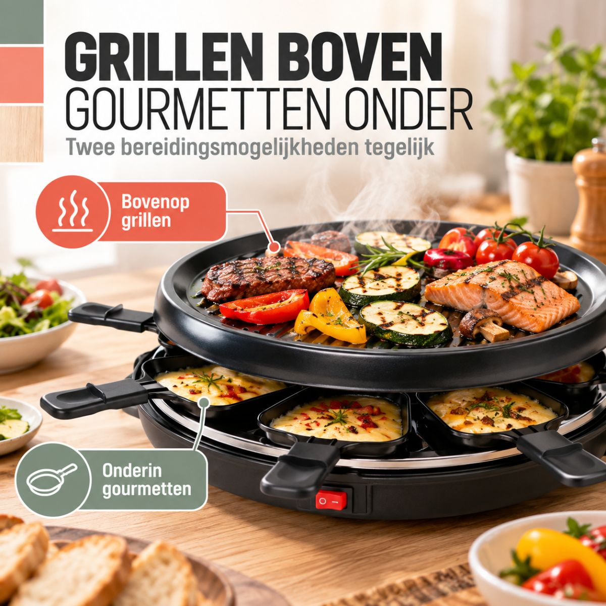 alpina Raclette-Grill 800W Met Afneembare Grillplaat - maximondo