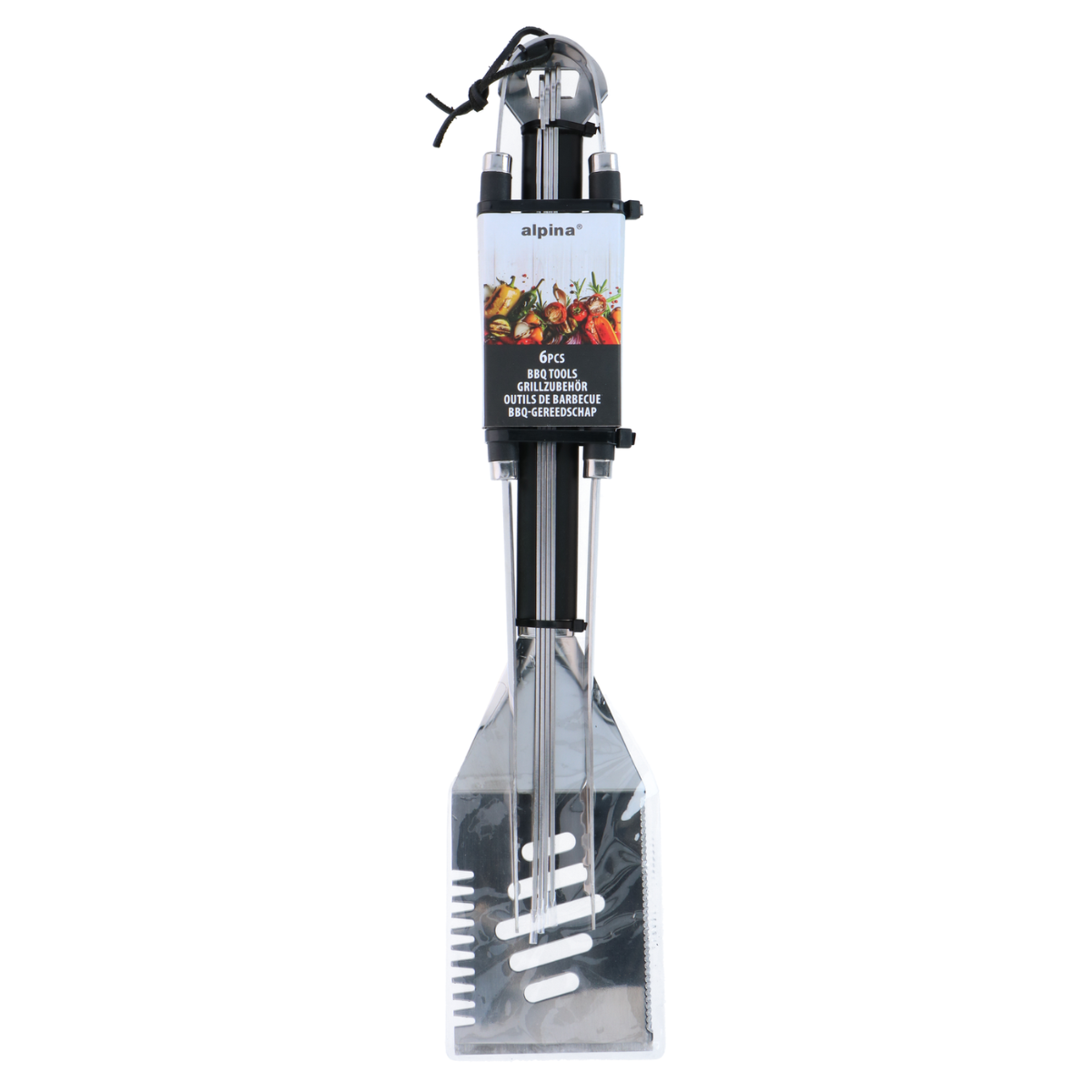 alpina BBQ Gereedschap – 6-Delige Set met BBQ Tang & Spatel - maximondo