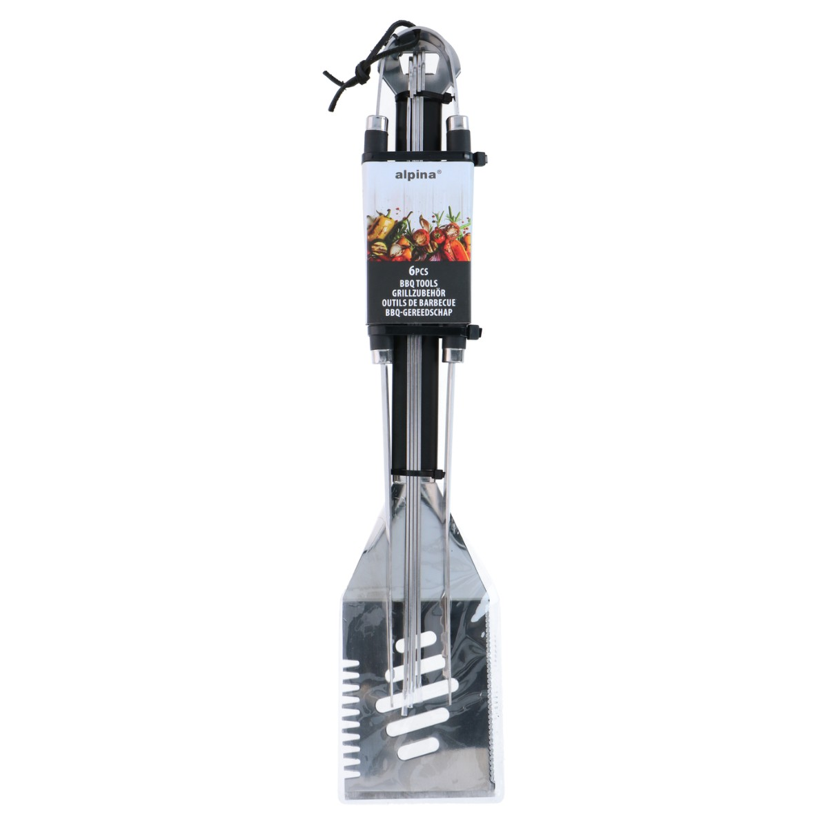 alpina BBQ Gereedschap – 6-Delige Set met BBQ Tang & Spatel - maximondo