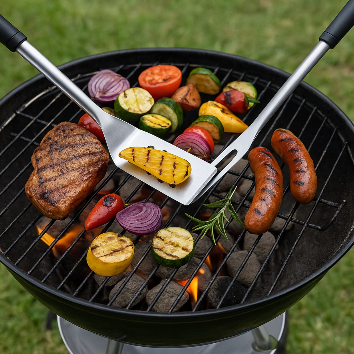 alpina BBQ Gereedschap – 6-Delige Set met BBQ Tang & Spatel - maximondo