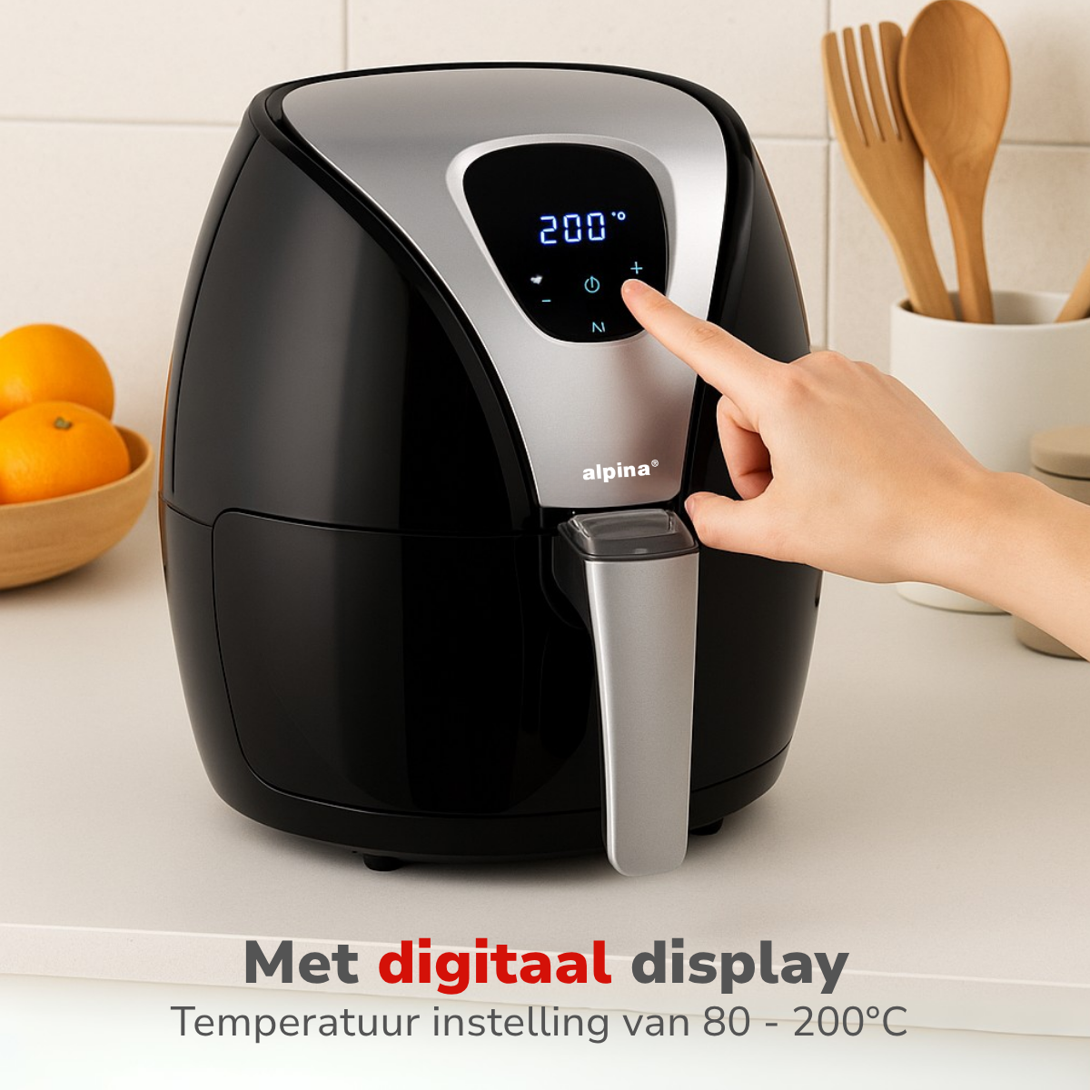 alpina Airfryer 2.4L - Heteluchtfriteuse voor 1-4 Personen
