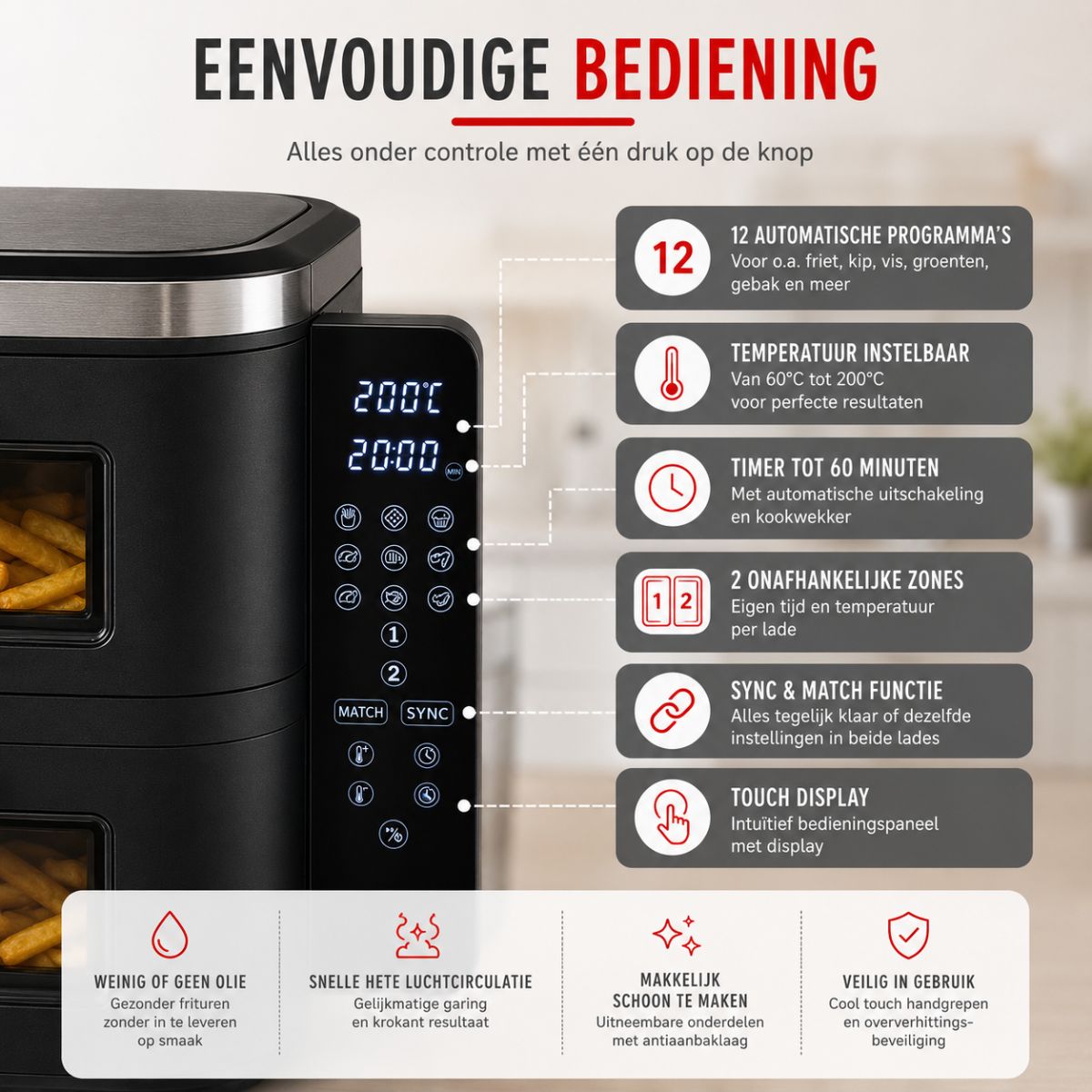 alpina Airfryer XXXL - Heteluchtfriteuse 11L - 8 Personen - maximondo